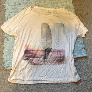 American Eagle Graphic T-Shirt with Feather Design